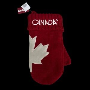 NEW Hudson Bay Vintage Canada Olympic White Maple Leaf Red Christmas Stocking